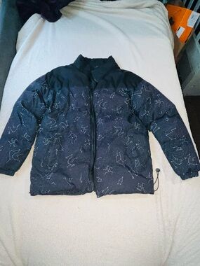 SHEIN Black Constellation Print Puffer Jacket